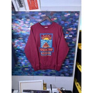Vintage Kenlea Camp Ontario Graphic Sweatshirt Maroon Raglan Mens L